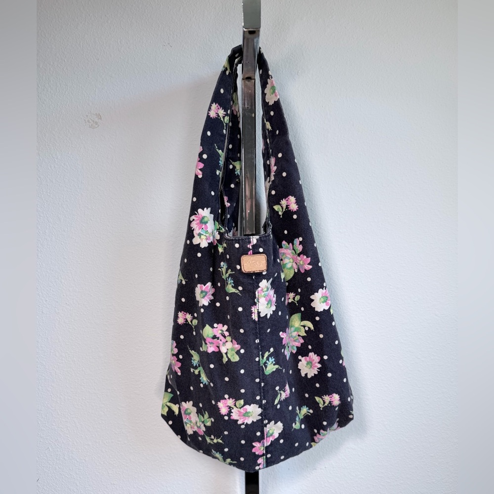 Aeropostale Y2K Floral Polka Dot Hobo Shoulder Bag Navy Pink